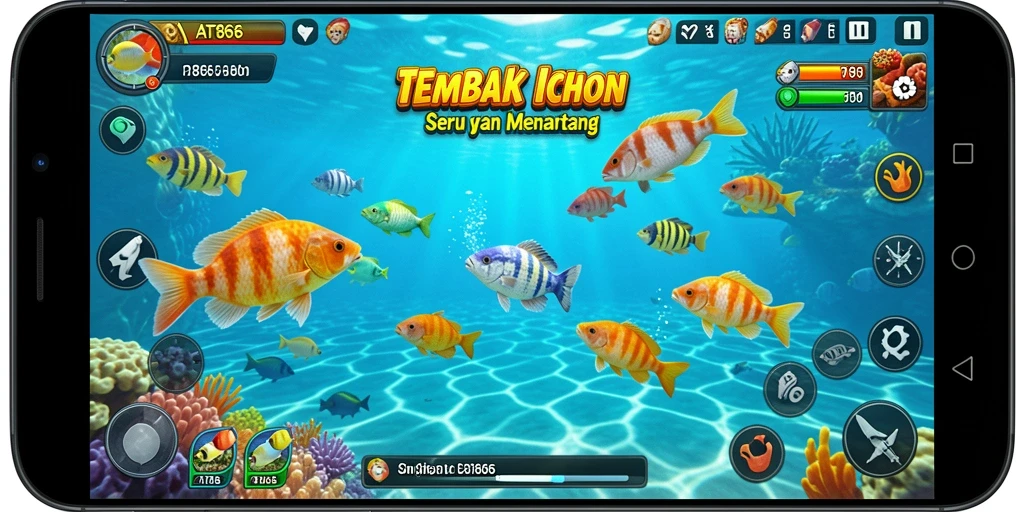 Tampilan gameplay seru dalam game Tembak Ikan AT866.