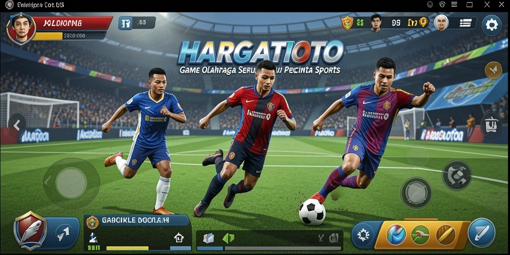 Tampilan gameplay seru HARGATOTO yang menampilkan pertandingan olahraga.