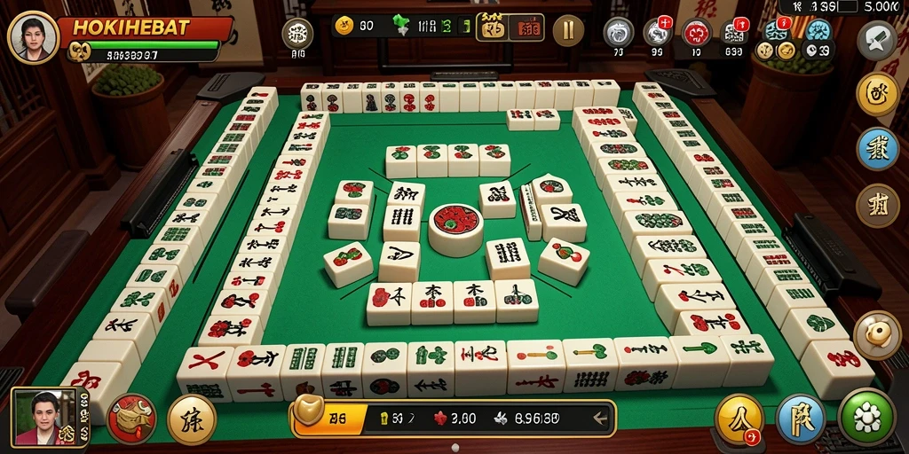 Tampilan tangkapan layar HOKIHEBAT dengan permainan Mahjong yang seru.