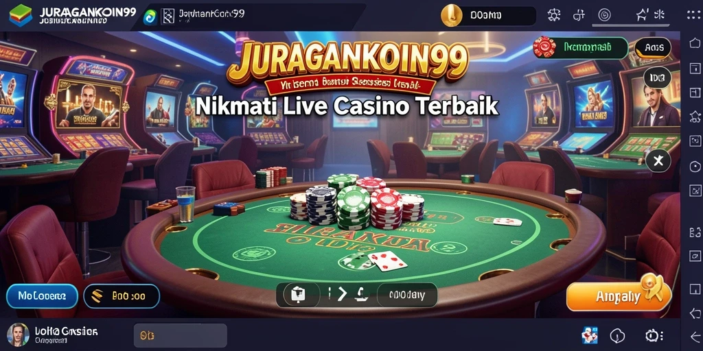 Screenshot gameplay <strong>JURAGANKOIN99</strong> menampilkan dealer langsung di meja roulette.
