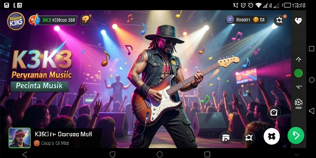 Tampilan gameplay K3K3 yang menarik dan interaktif dengan musik.