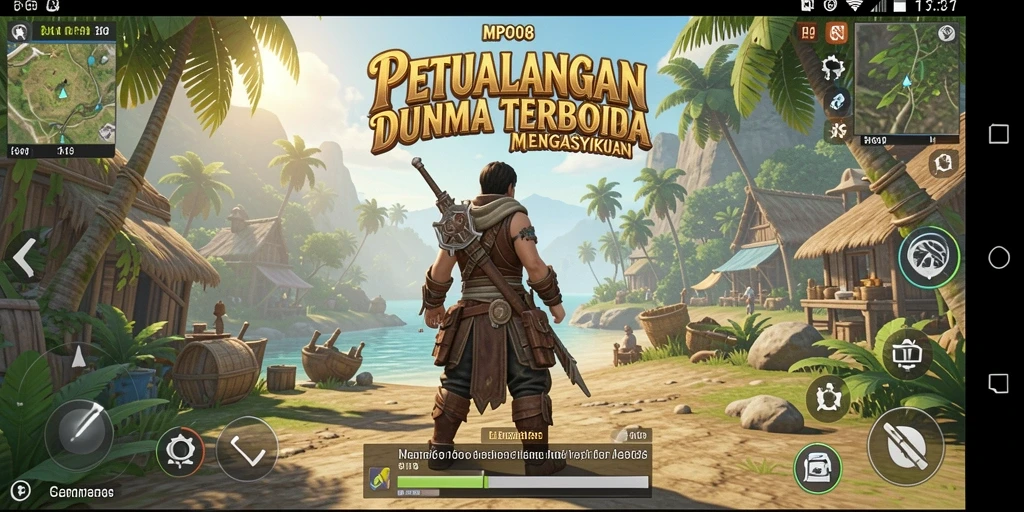 Screenshot utama MPO08 menampilkan pemandangan indah dalam dunia terbuka.