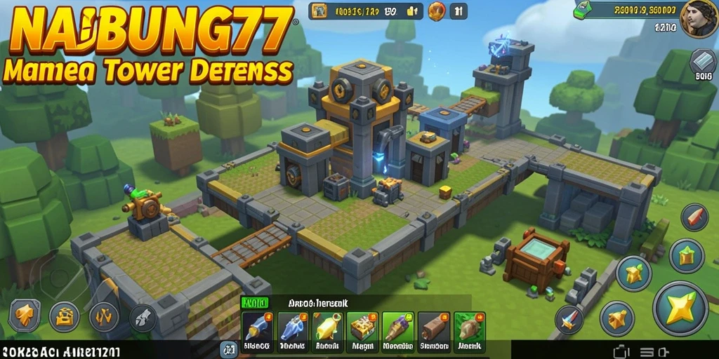 Tampilan gameplay seru dari NABUNG77 dalam Tower Defense.