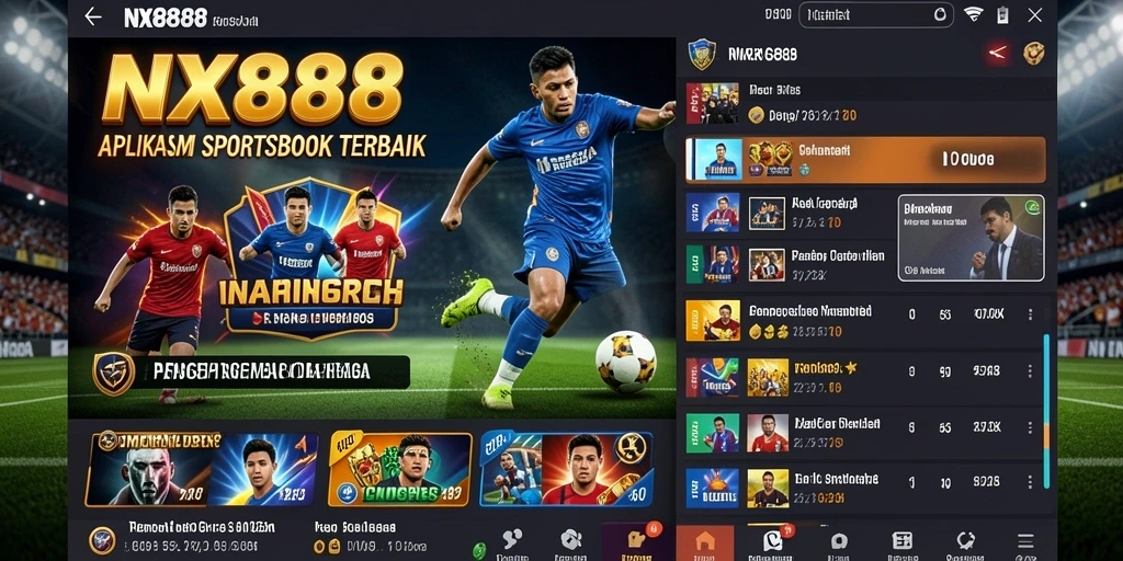Tampilan utama dari aplikasi Sportsbook NX888 yang menarik.
