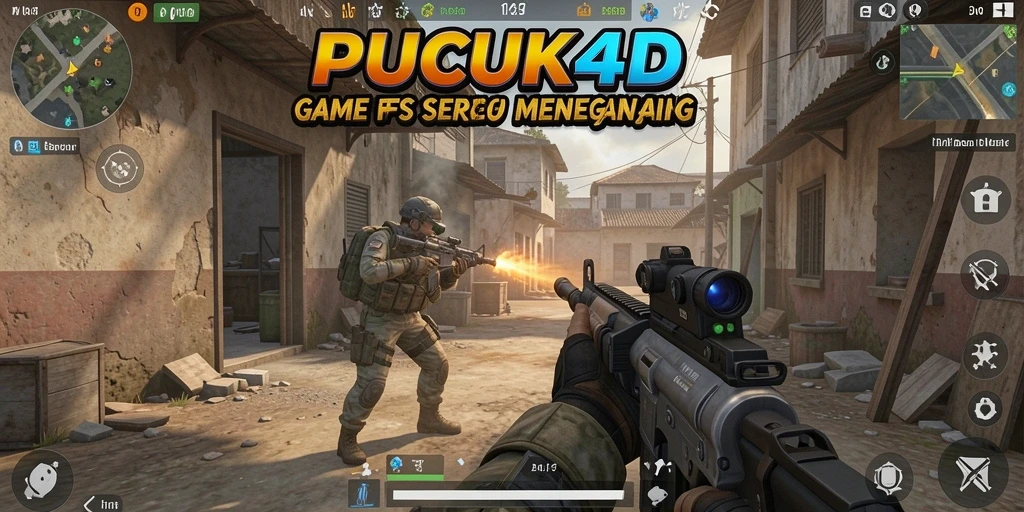Tangkapan layar utama menampilkan momen aksi intens dalam game FPS.