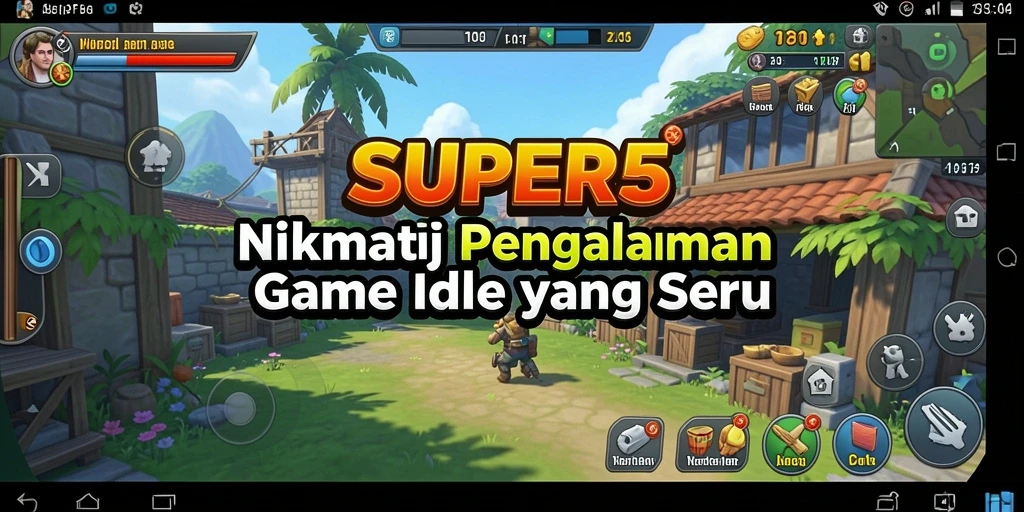 Screenshot utama SUPER5 menampilkan gameplay Idle yang menarik dan penuh warna.