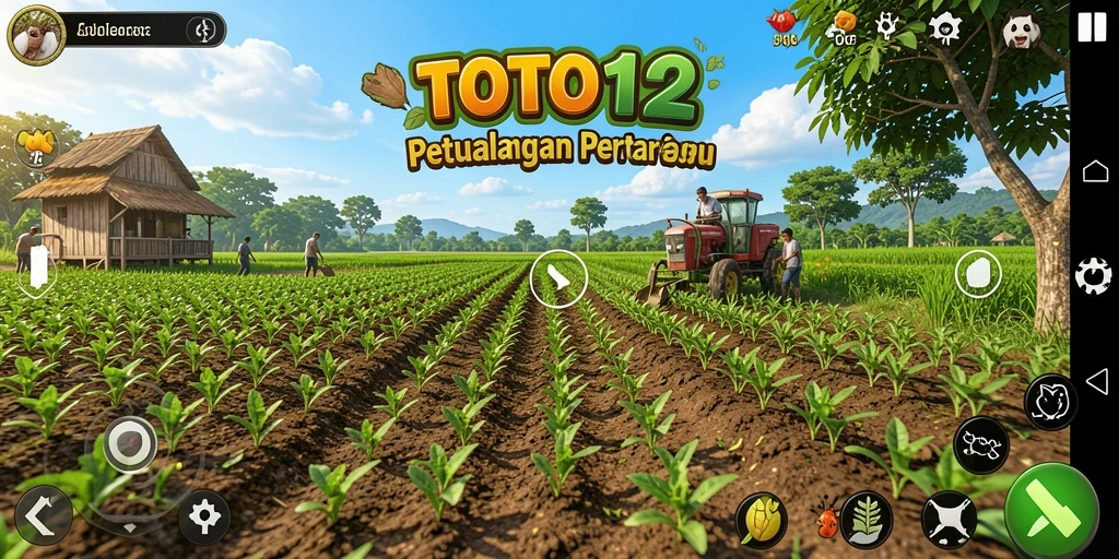 Tampilan gameplay TOTO12 yang menampilkan aktivitas bertani.